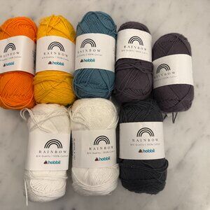 Lot of 8 Hobbi Rainbow 100% Cotton Yarn 8/4 Quality Oeko-Tex Certified Colors